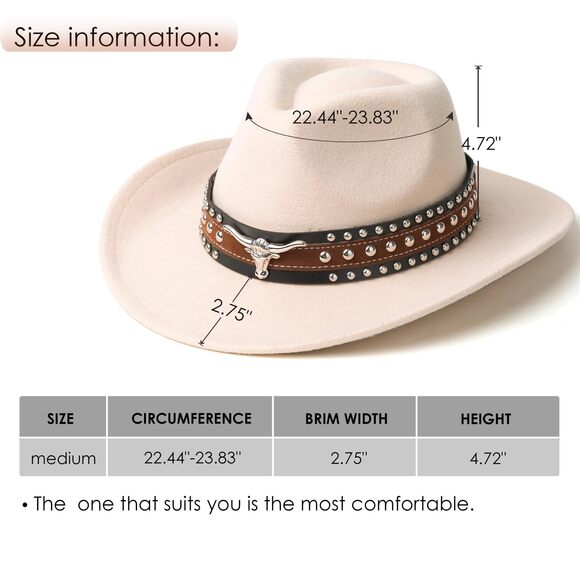1546 Classic Western Felt Cowboy Cowgirl Hat For Women Men Wide Brim Belt main image 4